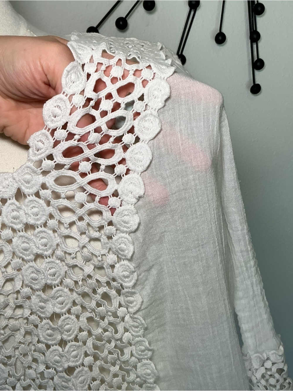 Club Z Collection White Crochet Lace Tunic Cover Up Boho Small - Picture 4 of 6